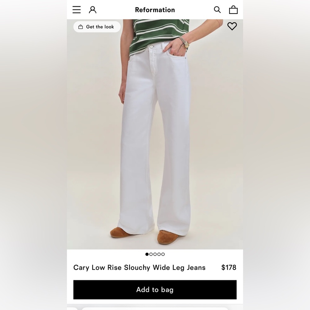 Reformation Cary Low Rise White Wide Leg Jeans